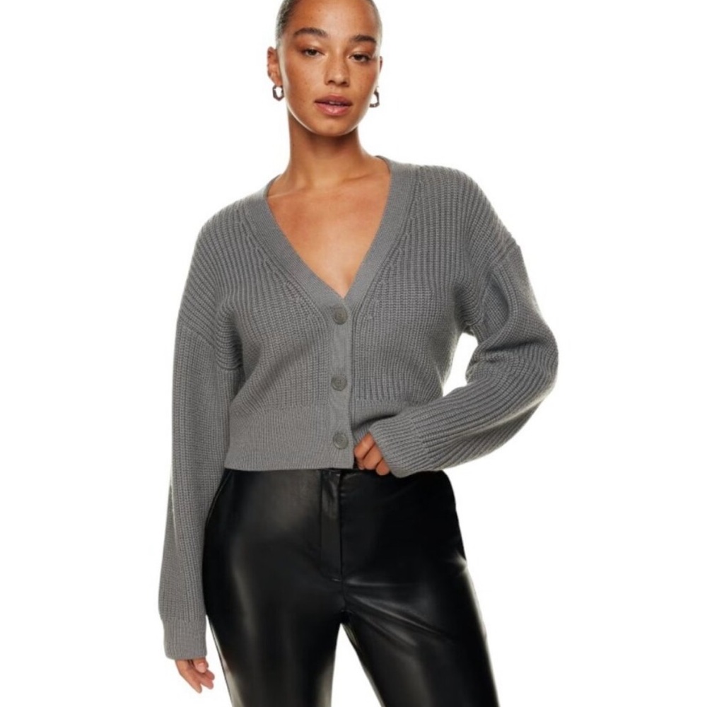 Aritzia Babaton Canberra Merino Wool Cardigan Cropped